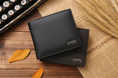 Genuine Cowhide Leather Men's Wallet – Short Bifold