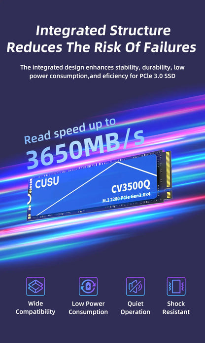 CUSU M.2 NVMe SSD | 256GB to 2TB | PCIe 3.0 | M.2 2280 | Laptop & PC Internal Solid State Drive