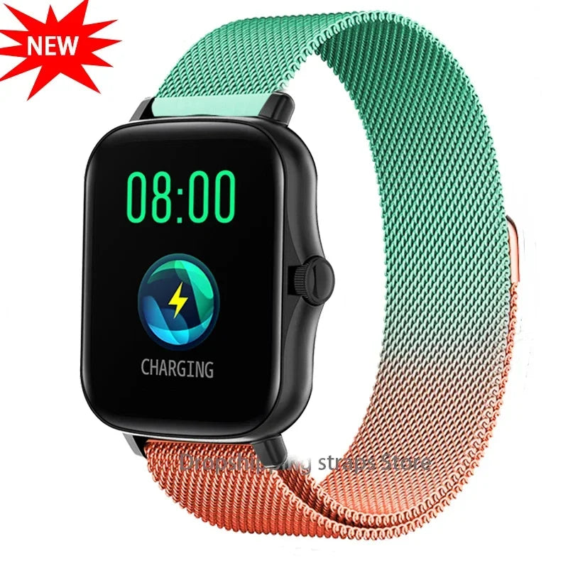 Metal magnetic watch strap for Amazfit GTS and GTR, 20mm and 22mm bracelet, durable stainless steel band.