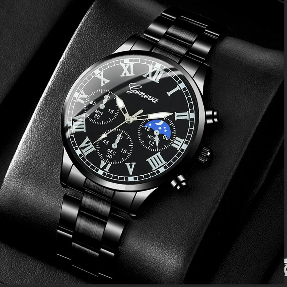 Men's Classic Business Quartz Watch - Stainless Steel Band, Elegant Dress Watch