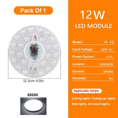 72W LED Ceiling Light Replacement Module – Dimmable, 220V, Round Panel