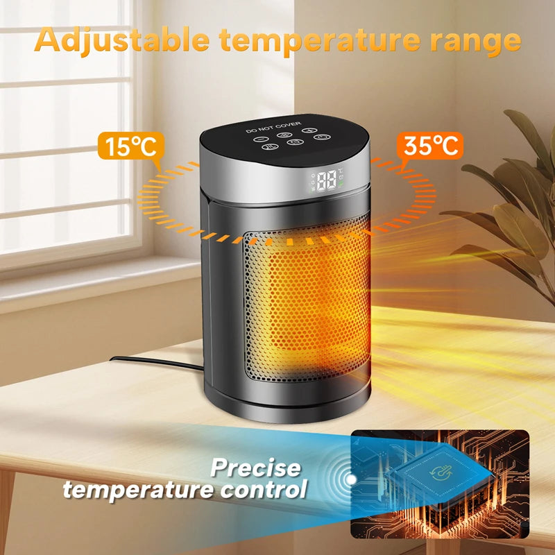 Electric Space Heater 1500W – Energy Saving Hot Air Heater with Remote Control & Timer