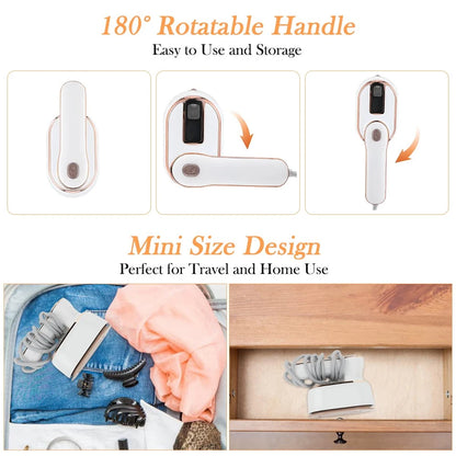 Mini Handheld Steam Iron – Foldable Travel Garment Steamer, Ceramic, Wet & Dry