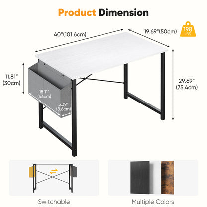 JHK 31–55" Adjustable Office & Gaming Desk – Metal Frame, Wood Tabletop & Storage Bag