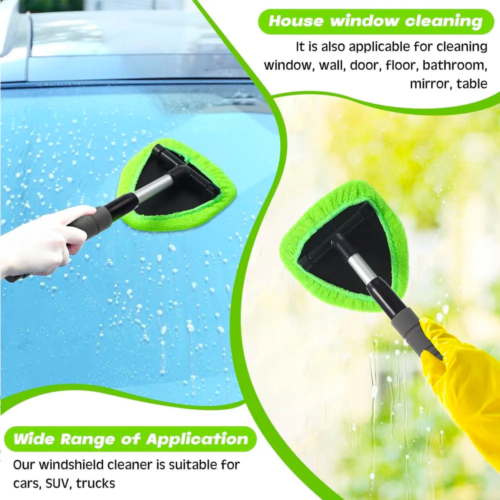 Telescopic Car Window Cleaning Brush Set | Microfiber Glass Cleaner, Scraper & Mist Eliminator for Windshield