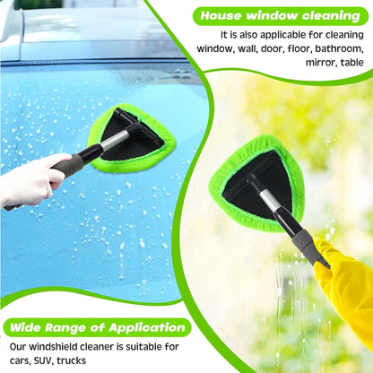 Telescopic Car Window Cleaning Brush Set | Microfiber Glass Cleaner, Scraper & Mist Eliminator for Windshield