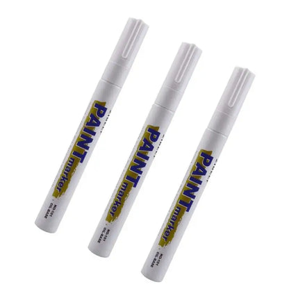 White Tyre Paint Pen Set | Waterproof Oil-Based Quick Dry Permanent Marker for Car Tyres (3pcs)