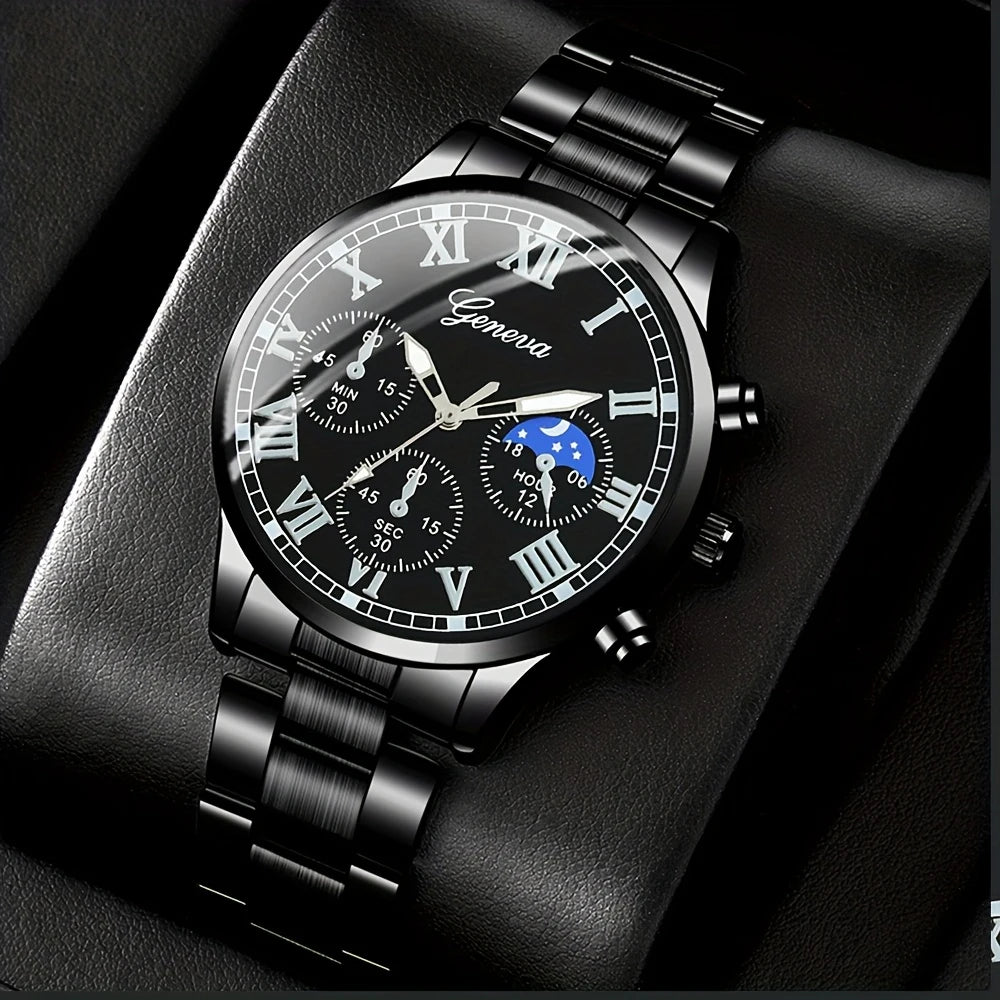 Men's Classic Business Quartz Watch - Stainless Steel Band, Elegant Dress Watch