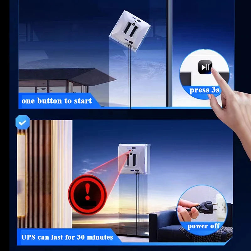 Robot Window Cleaner with Water Sprayer & Remote Control – Smart High Suction for Windows & Walls
