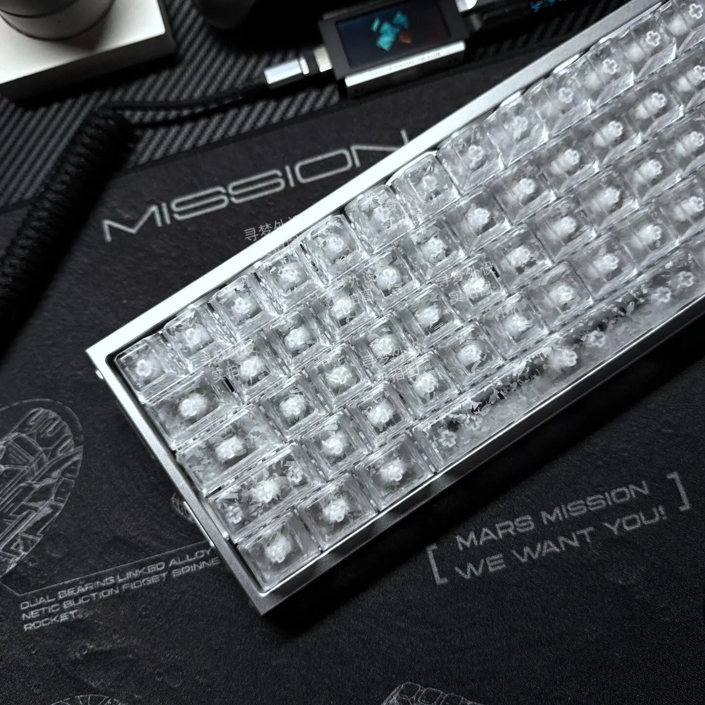 ICECARBON BLACKCARBON Forged Carbon Keycaps | Cherry Profile | Semi-Frosted | Side-Laser Engraved | 120 Keys
