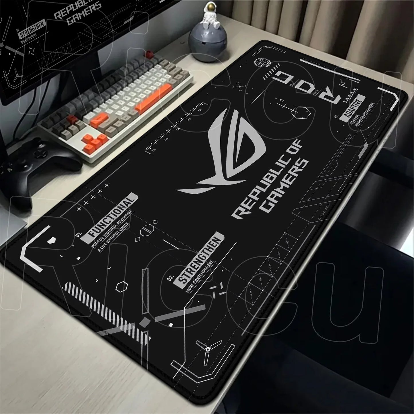 Black Anime XXL Gaming Mouse Pad – Lock Edge, HD Print, Anti-Slip Desk Mat, Multiple Sizes