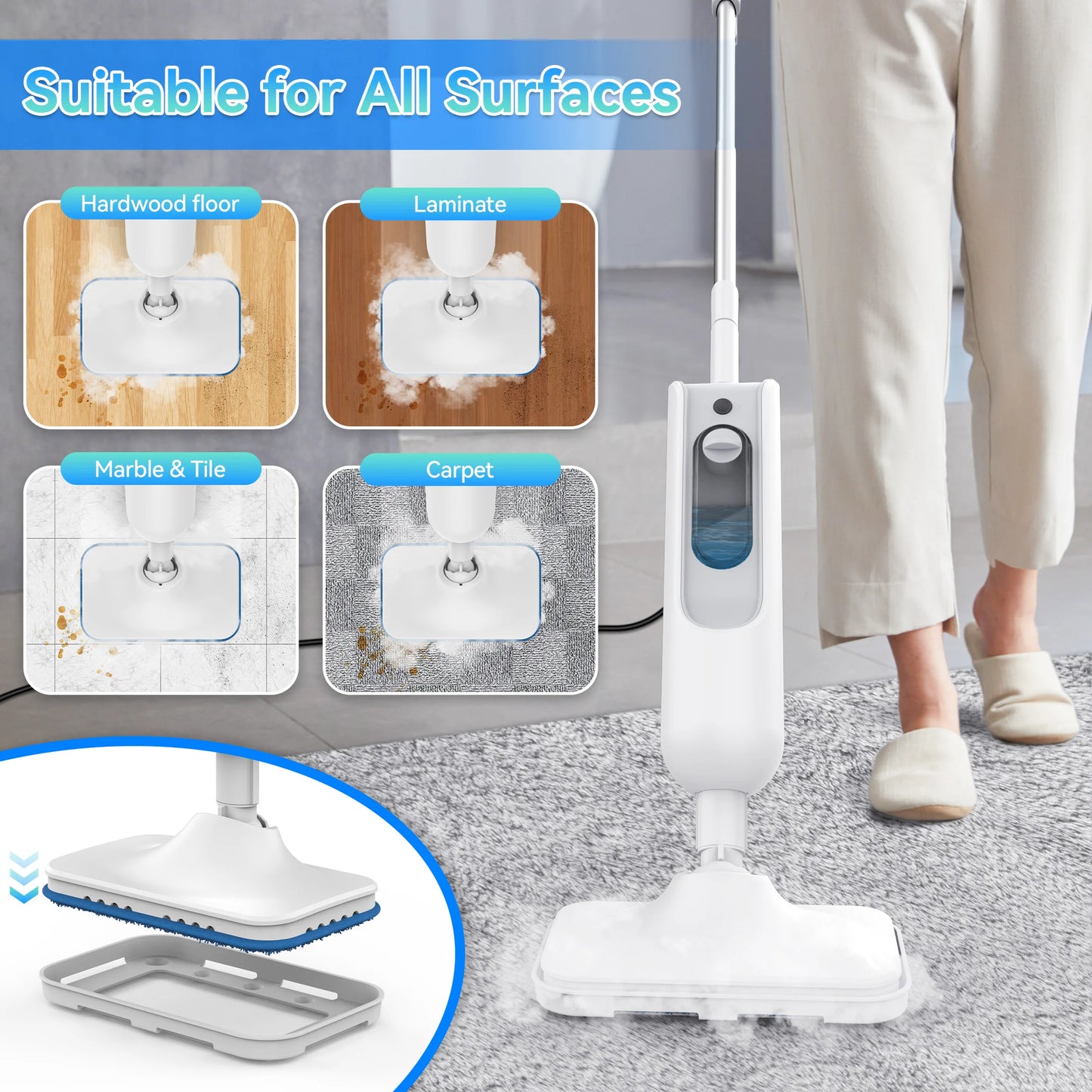 INSE F2 6-in-1 Steam Mop – 1200W High-Temperature Steam Cleaner, 360ml Tank, for Hard Floors, Carpet & Kitchen