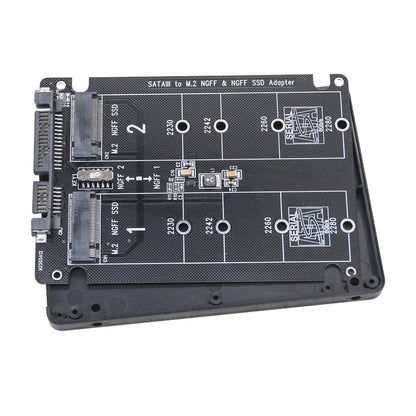 Dual M.2 to SATA 3.0 Adapter Card – NGFF B Key, 6Gbps, Supports 2230/2242/2260/2280 SSDs