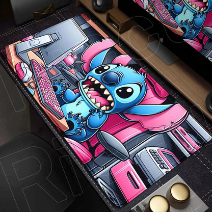Cute Anime XXL Gaming Mouse Pad – Kawaii Stitch Design, Lock Edge, Non-Slip Rubber