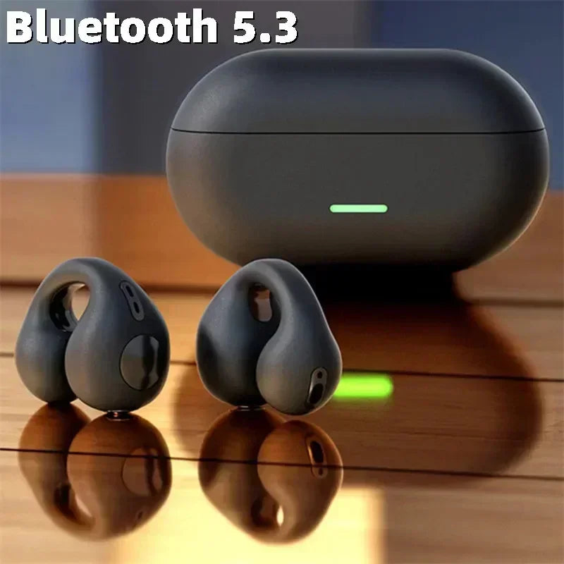 R.E.D. T75 Bone Conduction Headphones with Bluetooth 5.3, HiFi sound, and waterproof design, shown with ear-strap and controls.