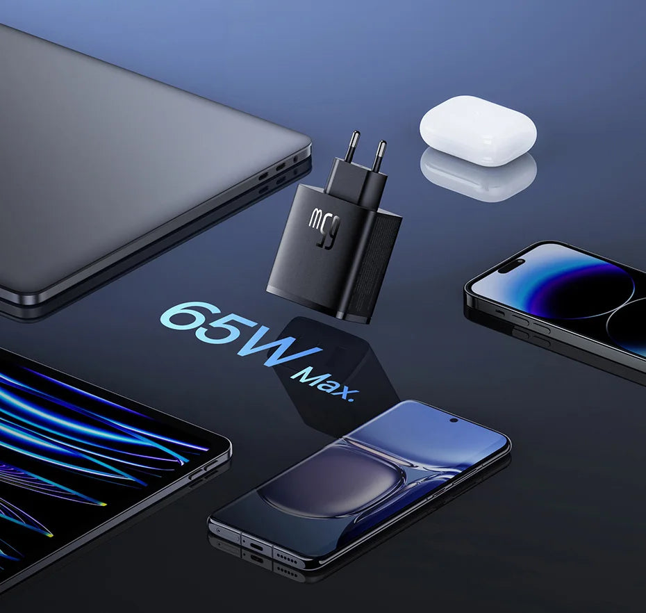 Baseus 65W GaN USB-C Charger | QC + PD Fast Charging for iPhone 17/16/15, Xiaomi & Laptops