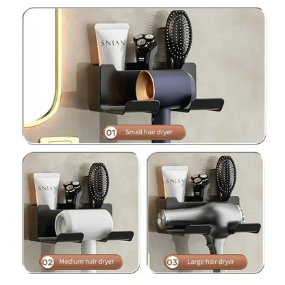 Wall-Mount Hair Dryer Holder with Suction Cup – No Drilling