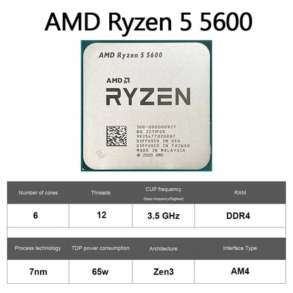 AMD Ryzen 5 5600 AM4 CPU – 6-Core, 4.4GHz Boost, 32MB Cache