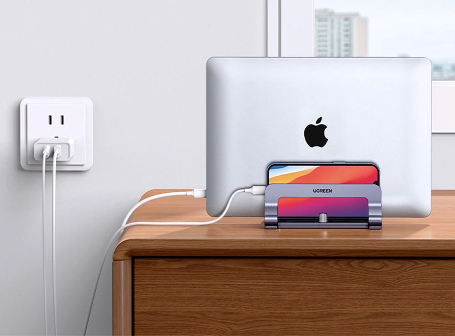 UGREEN Vertical Laptop Stand – Aluminum, Foldable, 1/2/3 Slots for MacBook Air, Pro & Tablets