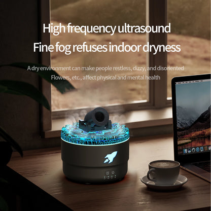 Volcanic Crack Light Aroma Humidifier – Desktop Ring Spray Aromatherapy Diffuser (White & Black)