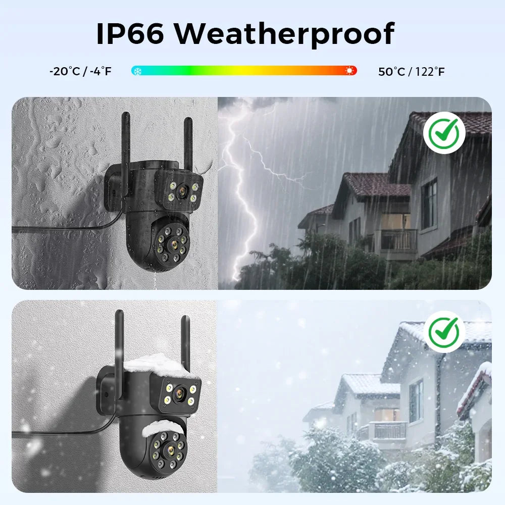 8MP 4K Dual Lens WiFi Security Camera – Night Vision, AI Detection