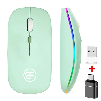 Wireless RGB Rechargeable Gaming Mouse — LED Backlit, Ergonomic, for Laptop & PC