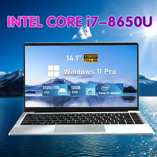 Office Laptop — Intel i7-8650U, 12GB RAM, Up to 2TB SSD, 4K HD Display, Windows 11 Pro