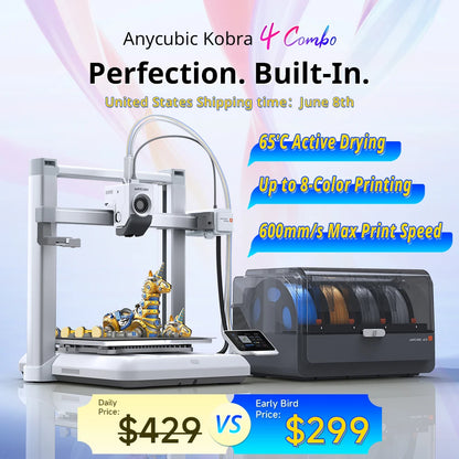 ANYCUBIC Kobra 4 Combo 3D Printer – 8-Color, 600mm/s, ACE 2 Pro