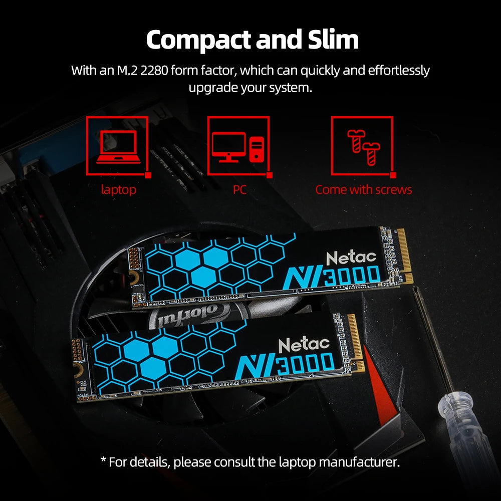 Netac NVMe M.2 SSD – 250GB to 2TB, PCIe 3.0x4, 2280 for Laptop & Desktop
