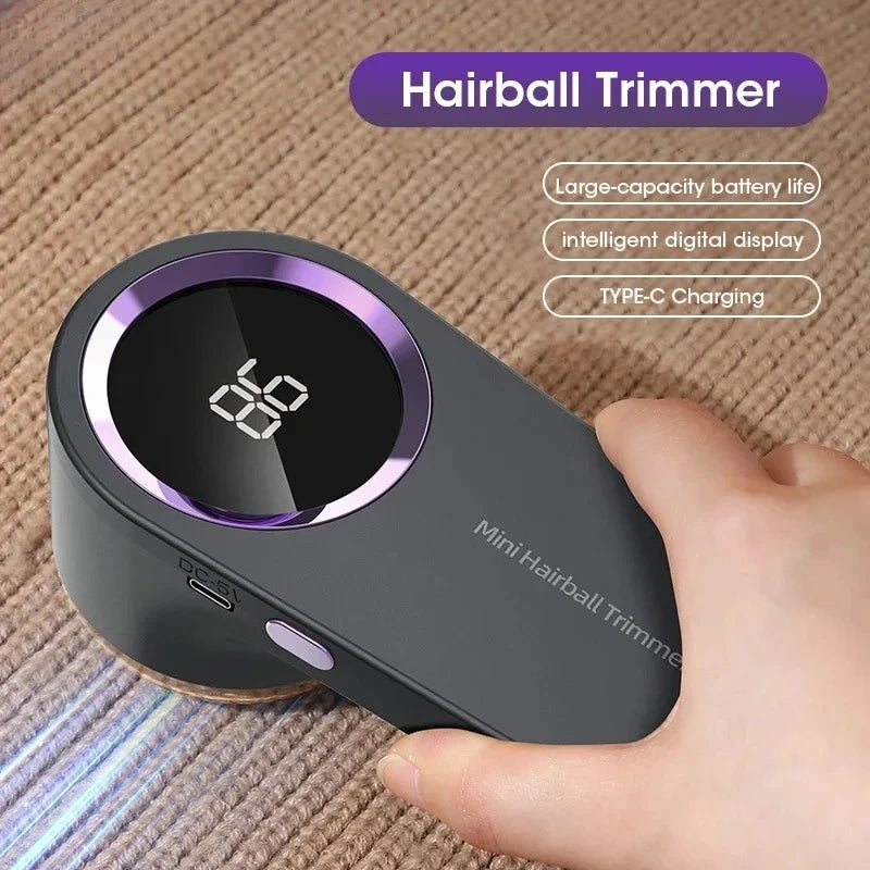 Electric Lint Remover — Smart LED Digital Display, USB Charging, Portable Fabric Hair Ball Trimmer