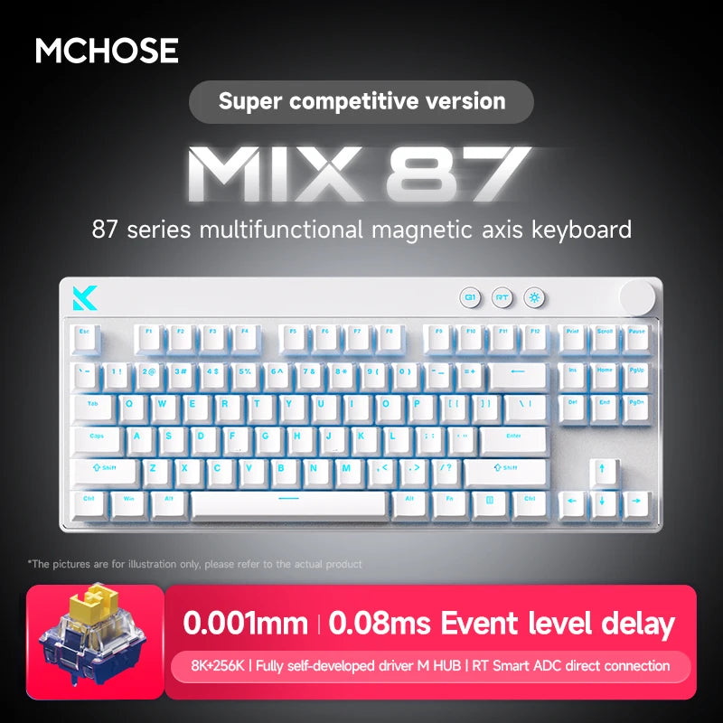 MCHOSE MIX87 Magnetic Axis Gaming Keyboard | 87 Keys | 8K Hz | 0.08ms | RGB | Hot-Swap | Wired