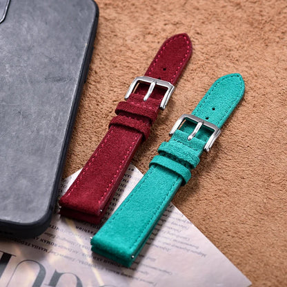 Vintage Suede Leather Watch Band – Quick Release 18/19/20/22mm for Men & Women
