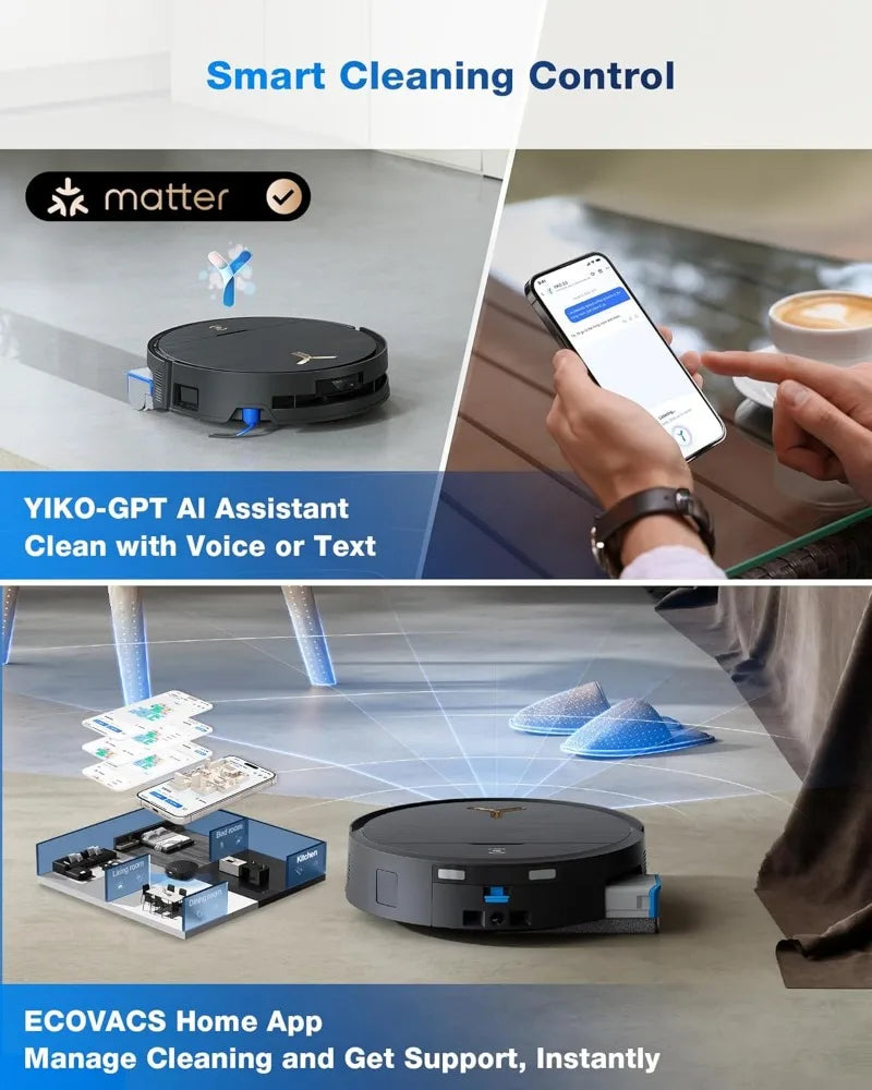 Ecovacs Deebot X9 Robot Vacuum Cleaner – 16000Pa Suction, AI Obstacle Avoidance