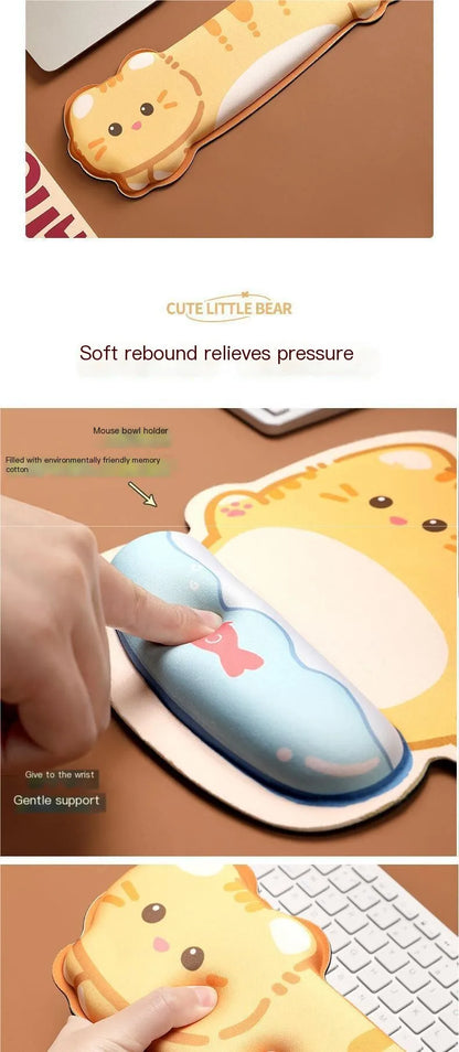 Cute Cartoon Corgi & Cat Mouse Pad with Wrist Rest – Memory Foam, Anti-Slip, Office Gift