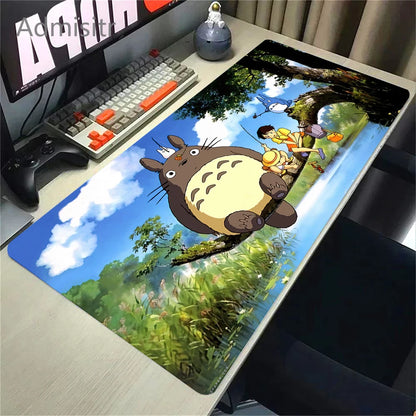 XXL Cartoon Cat Mousepad – 90x40cm HD Print, Non-Slip, Locking Edge Desk Mat