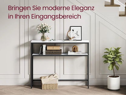 VASAGLE narrow console table with two shelves, R.E.D. Shopping furniture, ideal for entryway or hallway storage, 20x100x80cm.
