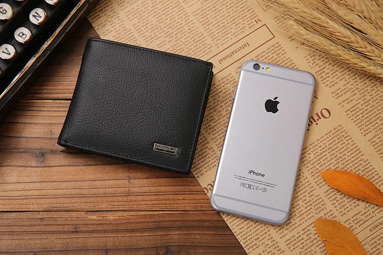 Genuine Cowhide Leather Men's Wallet – Short Bifold