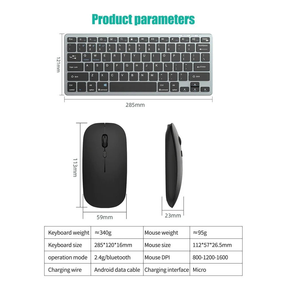 GOOJODOQ Wireless Keyboard – Bluetooth 5.0 & 2.4G, 78 Keys, for Laptop, PC, iPad, MacBook, Android