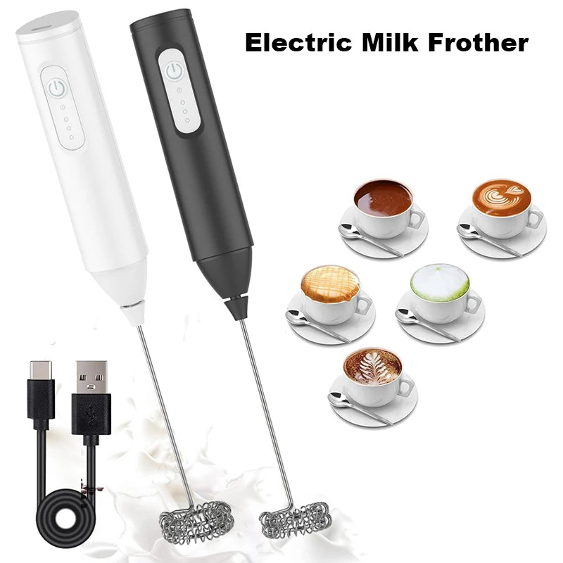 USB Cordless Electric Milk Frother – 3 Speed Handheld Foam Maker