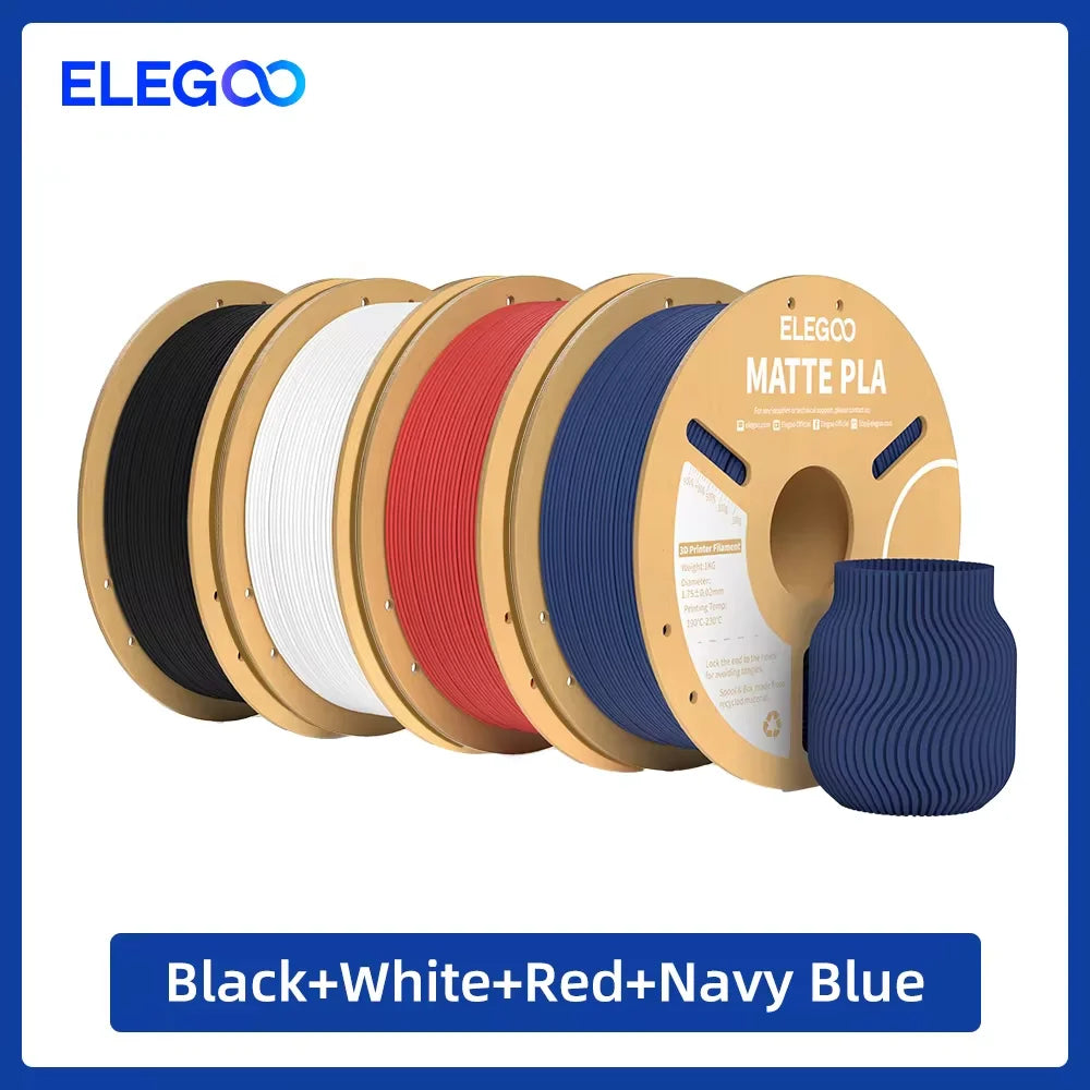 ELEGOO Matte PLA Filament 1.75mm 1KG – +/-0.02mm Accuracy, Cardboard Spool