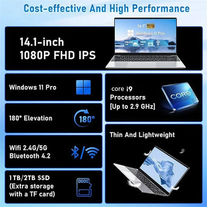 14.1" Portable Laptop – Intel Core i9-10980HK, 16GB RAM, up to 2TB SSD, Windows 11 Pro | Office & Gaming Notebook
