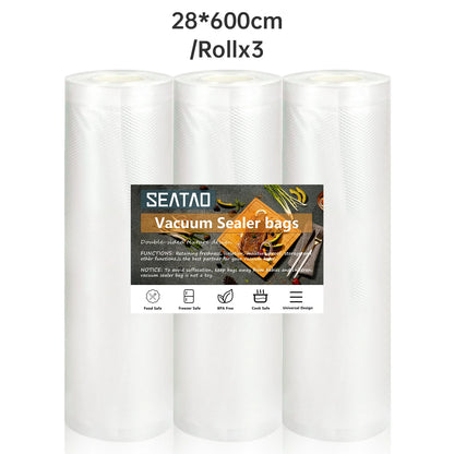 R.E.D. Shopping SEATAO vacuum food storage bags in rolls, 12-28cm wide, for vacuum sealer, ideal for keeping food fresh