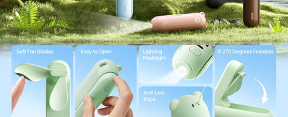 JISULIFE Portable Handheld Fan with Power Bank & Flashlight