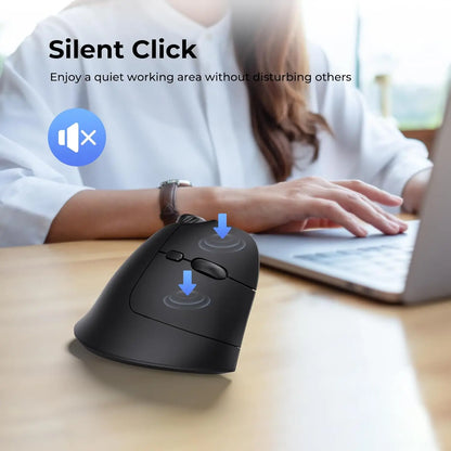 seenda MOU-302 Ergonomic Vertical Wireless Mouse | USB + Dual BT | Volume Knob | Quiet Clicks | Multi-Device