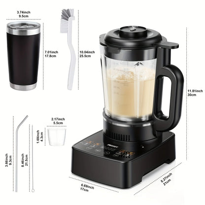 PRASKY 2400W Professional Heating Blender – 25,000 RPM, Auto-Clean, 55oz Glass Jar + To-Go Cup | Smoothies & Soups