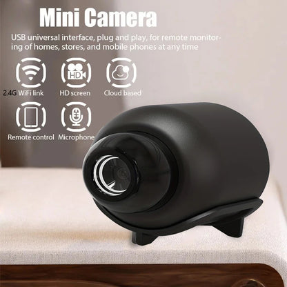 R.E.D. Shopping X5 Mini Hidden Security Camera showing compact design with 1080P resolution, night vision, and motion detection capabilities.