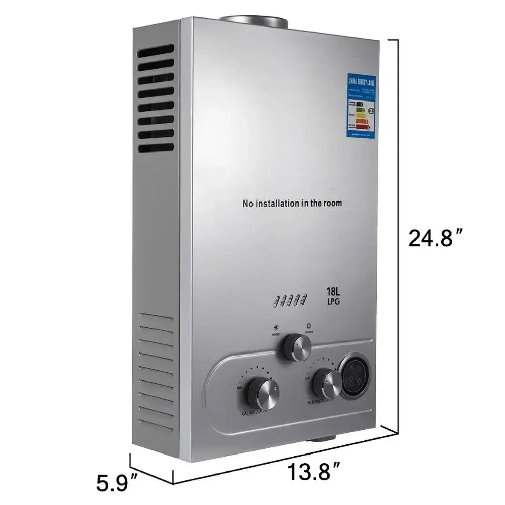 VEVOR LPG Gas Water Heater | Instant Tankless | 6L–18L | CE Certified | EU