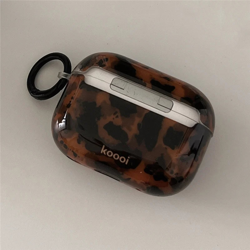 Retro amber leopard silicone iPhone case with animal print, protective cover for mobile phones, featuring a stylish leopard design.