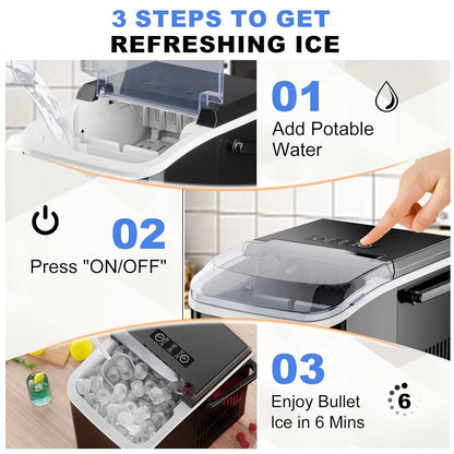 Portable Ice Maker Machine – 9 Cubes in 6 Minutes, 26 lbs/Day, Auto-Clean, Basket & Scoop Included | Home, RV & Camping