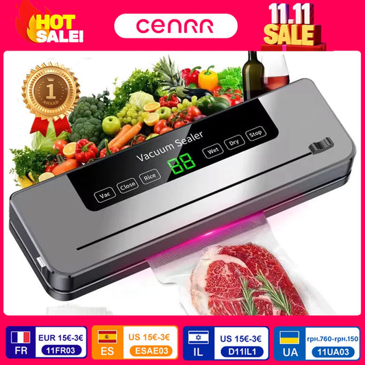 Food Vacuum Sealer Machine | Dry & Wet | UV Sterilization | Built-in Cutter | Kitchen Food Storage